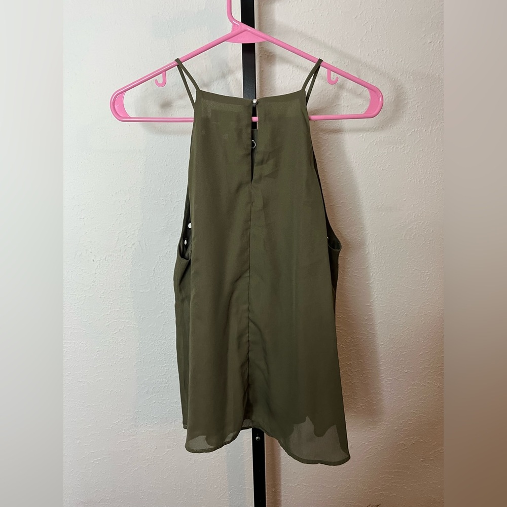 C Green Halter Neckline Tank Blouse Size Medium - Picture 4 of 5
